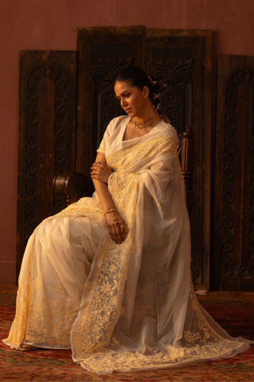 Oasis Embroidered Half Silk Sari